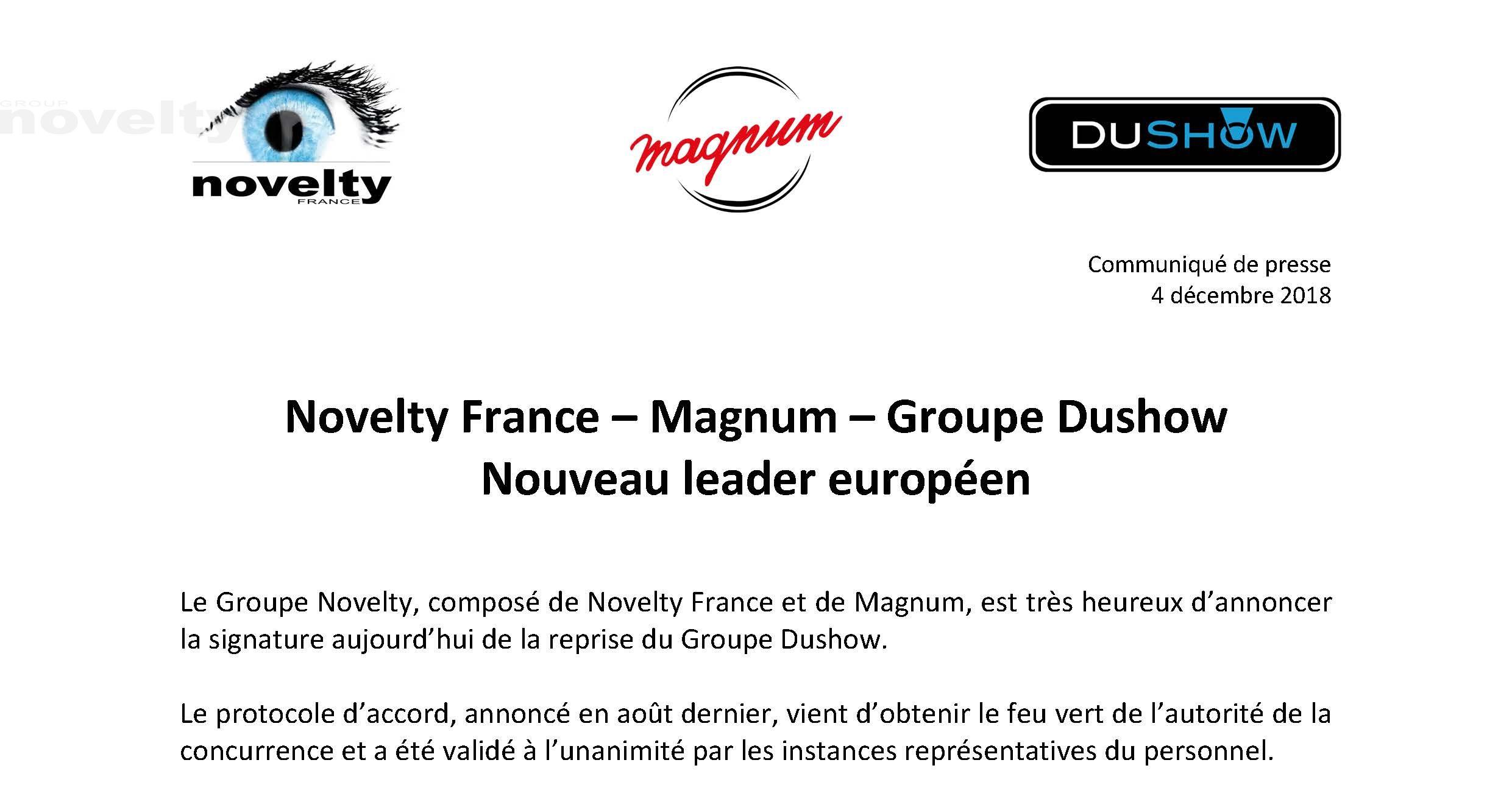 Visuel Novelty France - Magnum - Groupe Dushow | Nouveau leader européen 